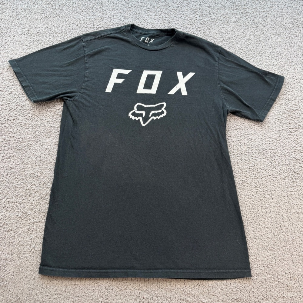 Fox Racing Mens Black Graphic T-Shirt Size Medium Fox Head Logo Motocross Tee